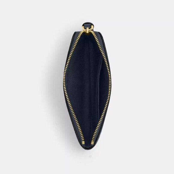 NWT - Corner Zip Wristlet In Signature Canvas W/ Cherry Print Color: Gold/Denim - Picture 5 of 6